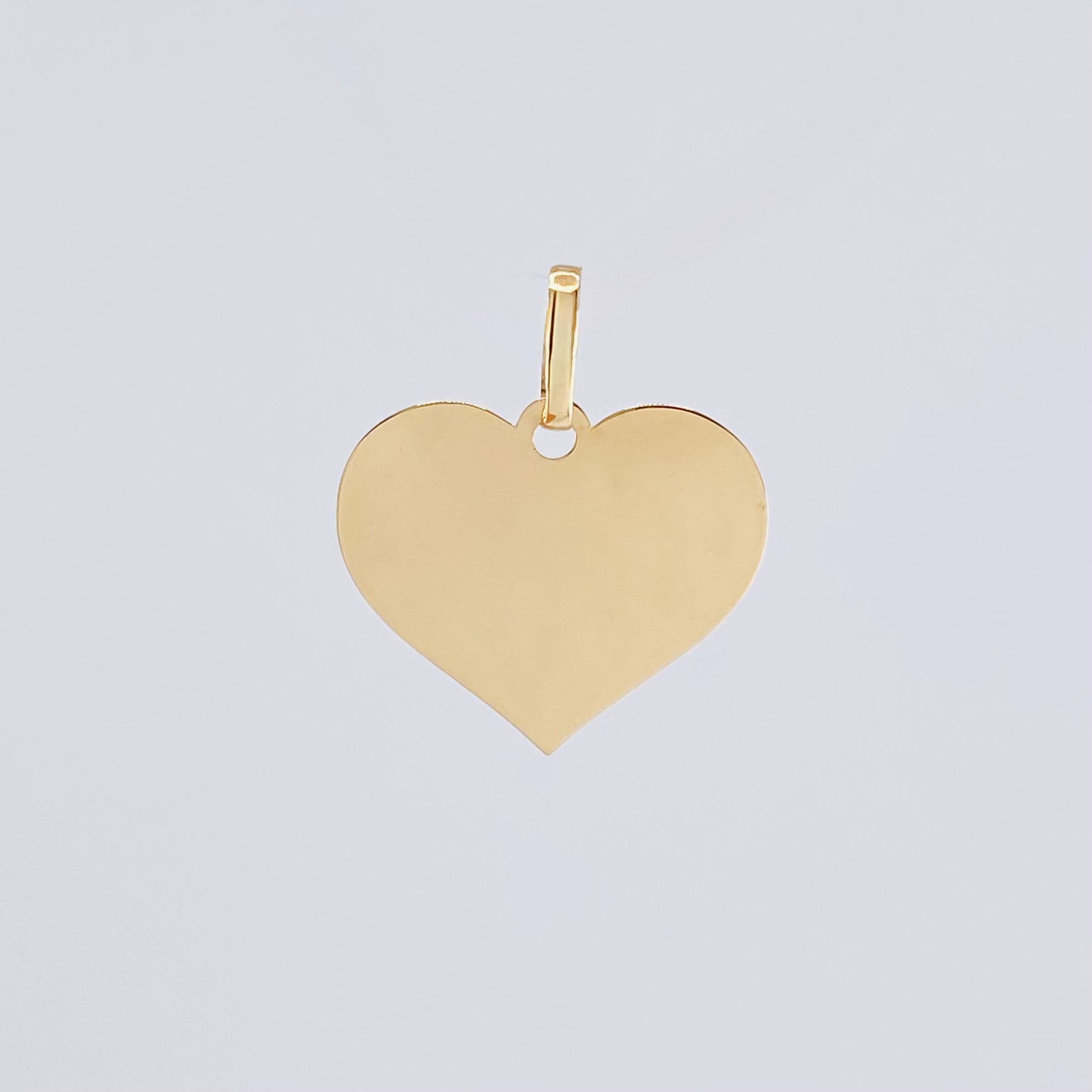 Dije Placa Corazón 1.1gr / 1 in / Oro Amarillo 18K