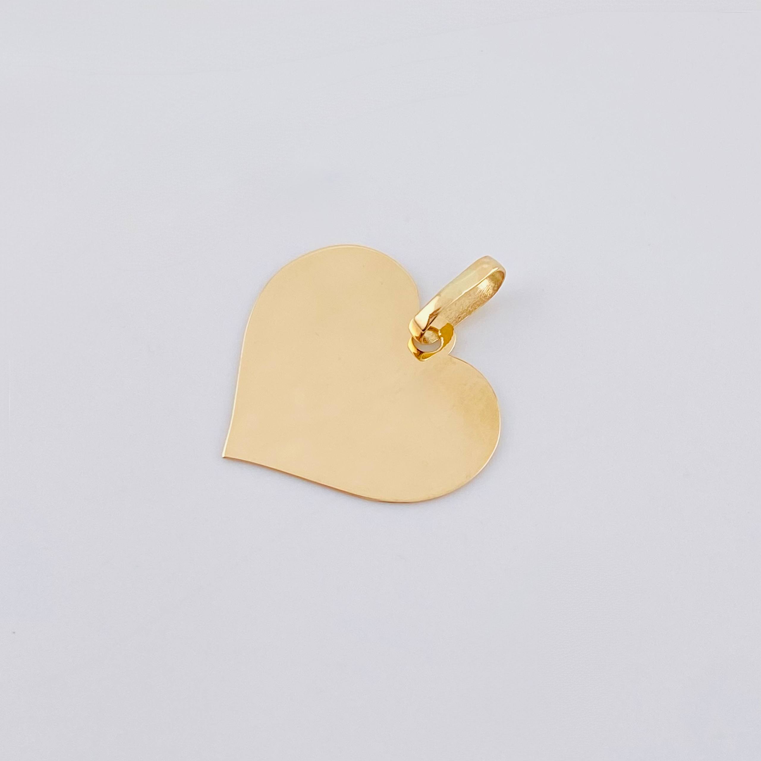 Dije Placa Corazón 1.1gr / 1 in / Oro Amarillo 18K