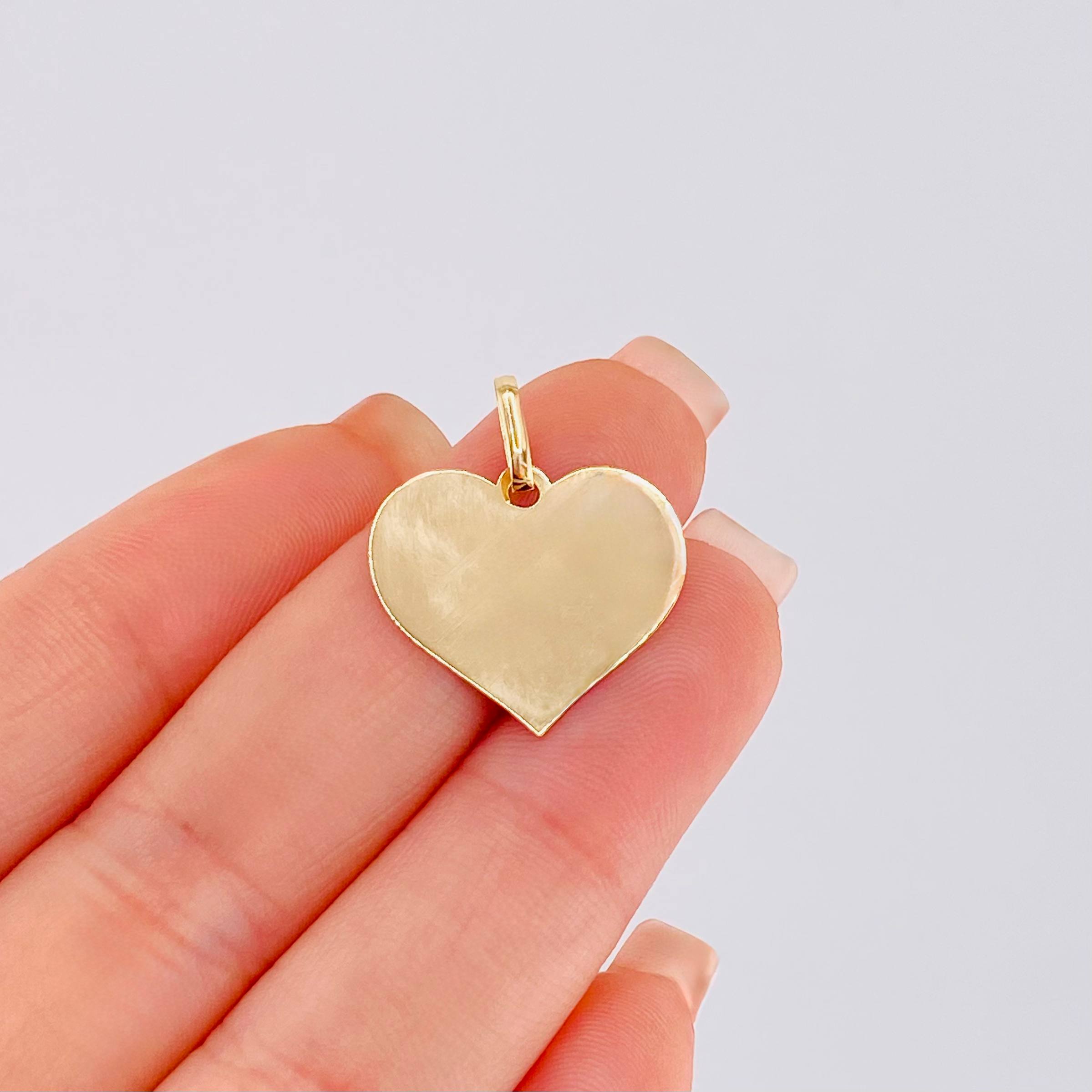 Dije Placa Corazón 1.1gr / 1 in / Oro Amarillo 18K