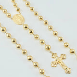 Rosario Milagrosa Cruz Cristo 22gr / 25 1/2 in / 7mm-8mm Oro Amarillo 18K *