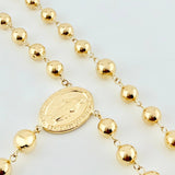 Rosary Miraculous Virgin Christ Cross 21.95gr / 25 1/2 in / 7mm-8mm 18K Yellow Gold ©