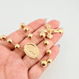 Rosario Milagrosa Cruz Cristo 22gr / 25 1/2 in / 7mm-8mm Oro Amarillo 18K *