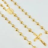 Rosario Virgen Milagrosa Cruz Cristo 17.1gr / 25 1/2 in / 6mm-7mm Oro Amarillo 18K ©