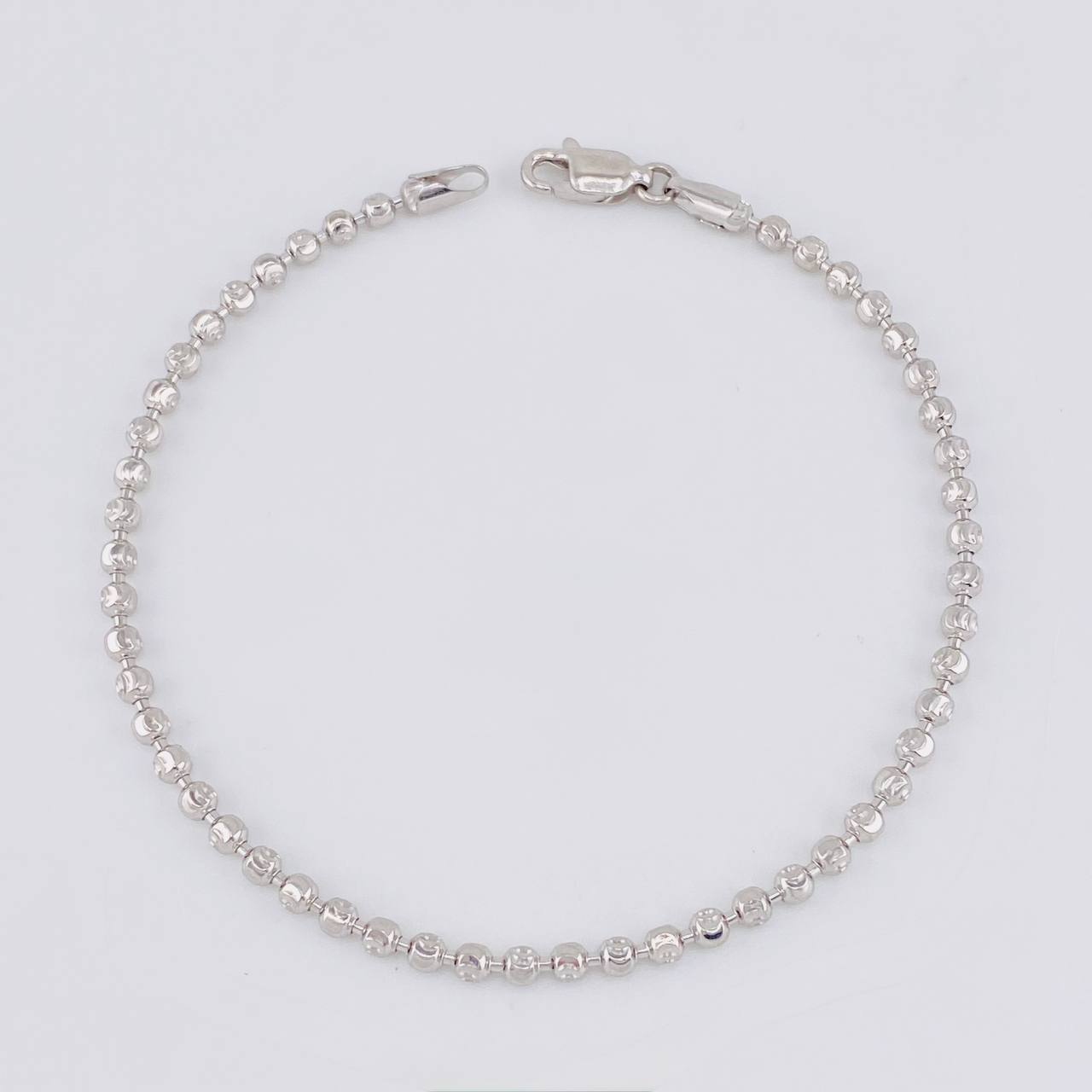 Military Bracelet Half Moon Diamond Cut 6.4g / 8 1/4 in / 2.9mm 18K White Gold