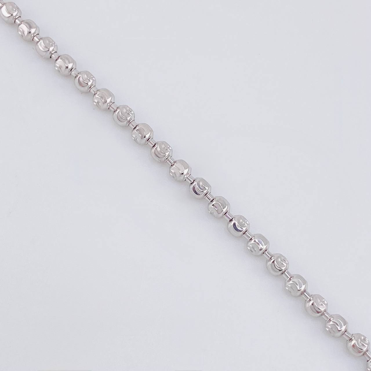 Military Bracelet Half Moon Diamond Cut 6.4g / 8 1/4 in / 2.9mm 18K White Gold