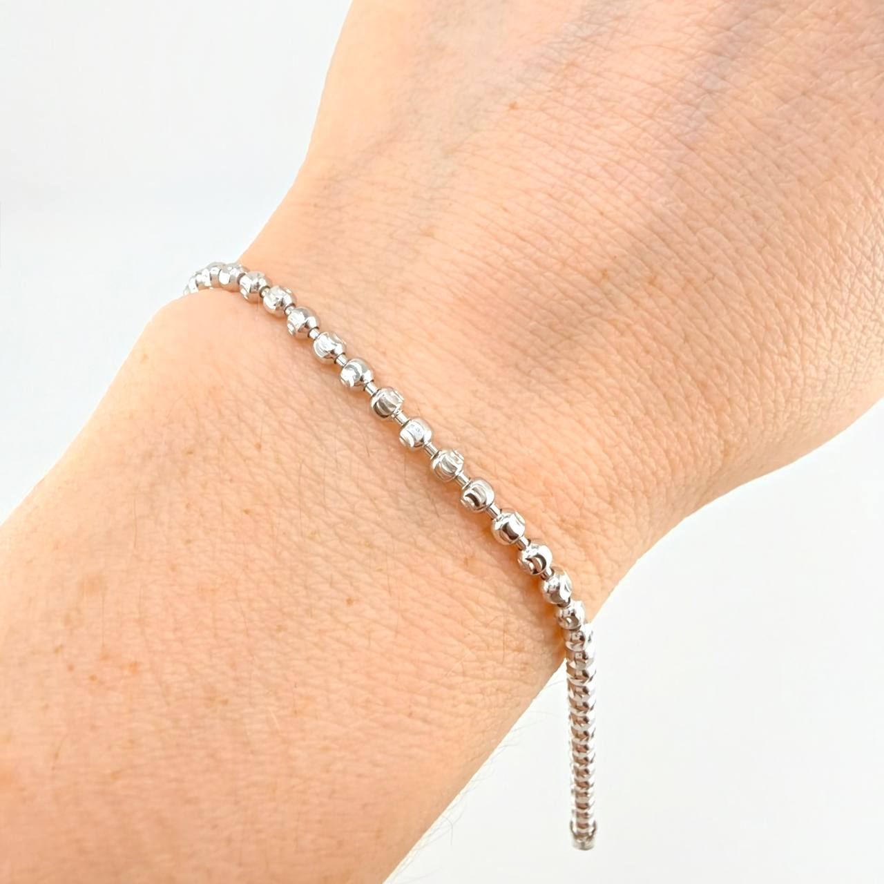 Military Bracelet Half Moon Diamond Cut 6.4g / 8 1/4 in / 2.9mm 18K White Gold