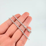 Military Bracelet Half Moon Diamond Cut 6.4g / 8 1/4 in / 2.9mm 18K White Gold