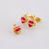 Stud Earrings Set Sacred Heart 2.7g / in / 11.2mm Yellow Gold 18K