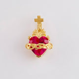Stud Earrings Set Sacred Heart 2.7g / in / 11.2mm Yellow Gold 18K