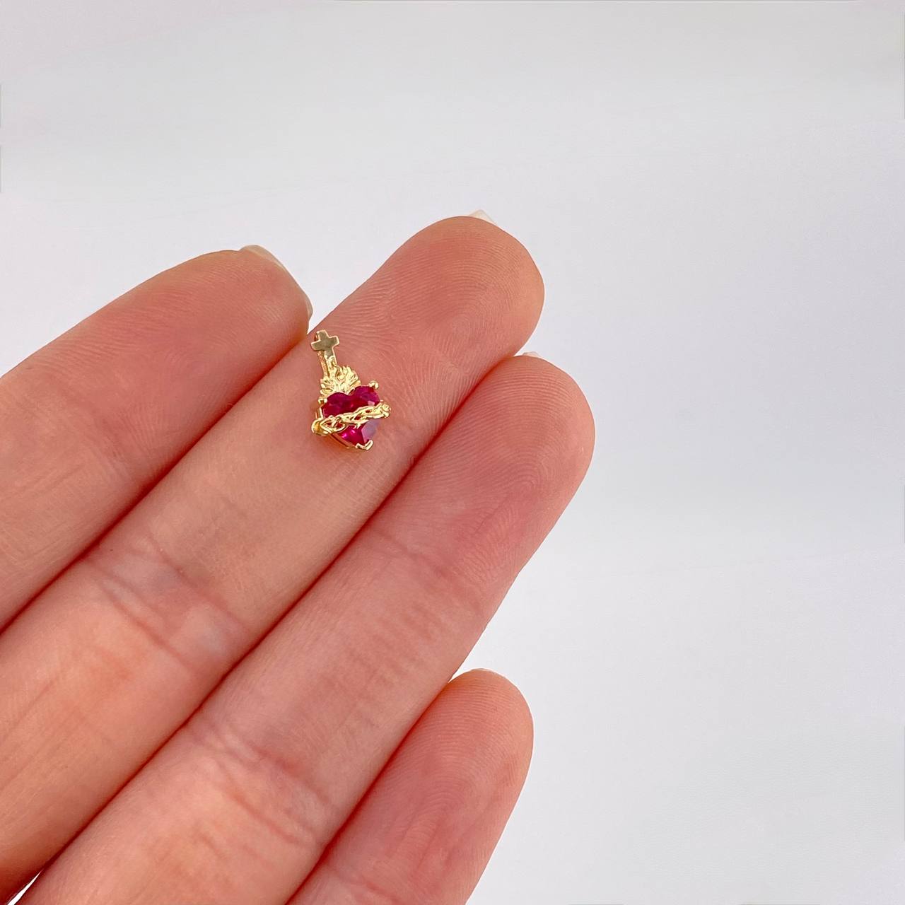 Stud Earrings Set Sacred Heart 2.7g / in / 11.2mm Yellow Gold 18K