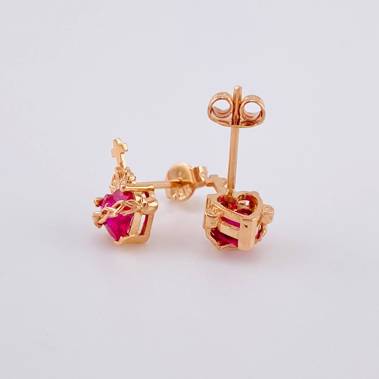Stud Earrings Set Sacred Heart 2.6g / in / 11.2mm Rose Gold 18K