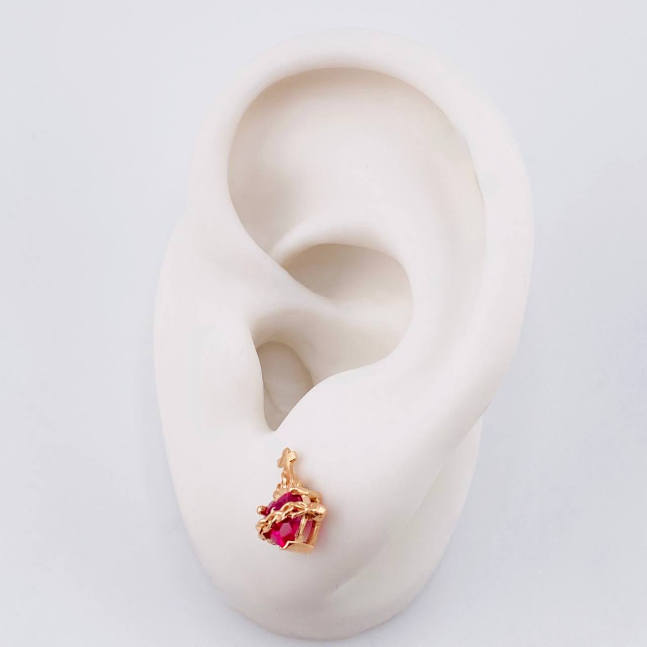 Stud Earrings Set Sacred Heart 2.55g / in / 11.2mm Rose Gold 18K