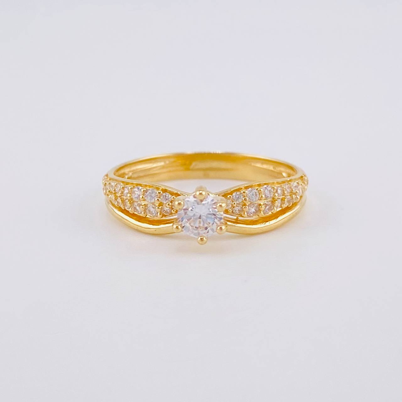 Solitaire Ring Lines in V Dense 2.65g / T6 1/2 Yellow Gold 18K