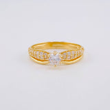 Solitaire Ring Lines in V Dense 2.85g / T8 1/4 Yellow Gold 18K