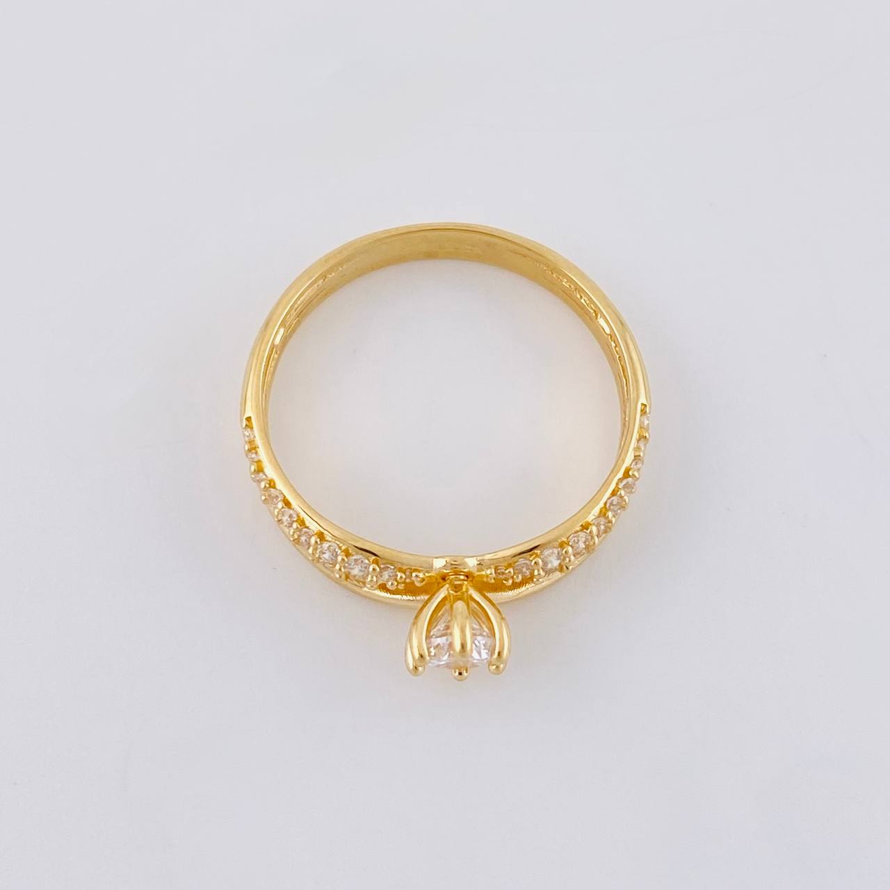 Solitaire Ring Lines in V Dense 2.85g / T8 1/4 Yellow Gold 18K