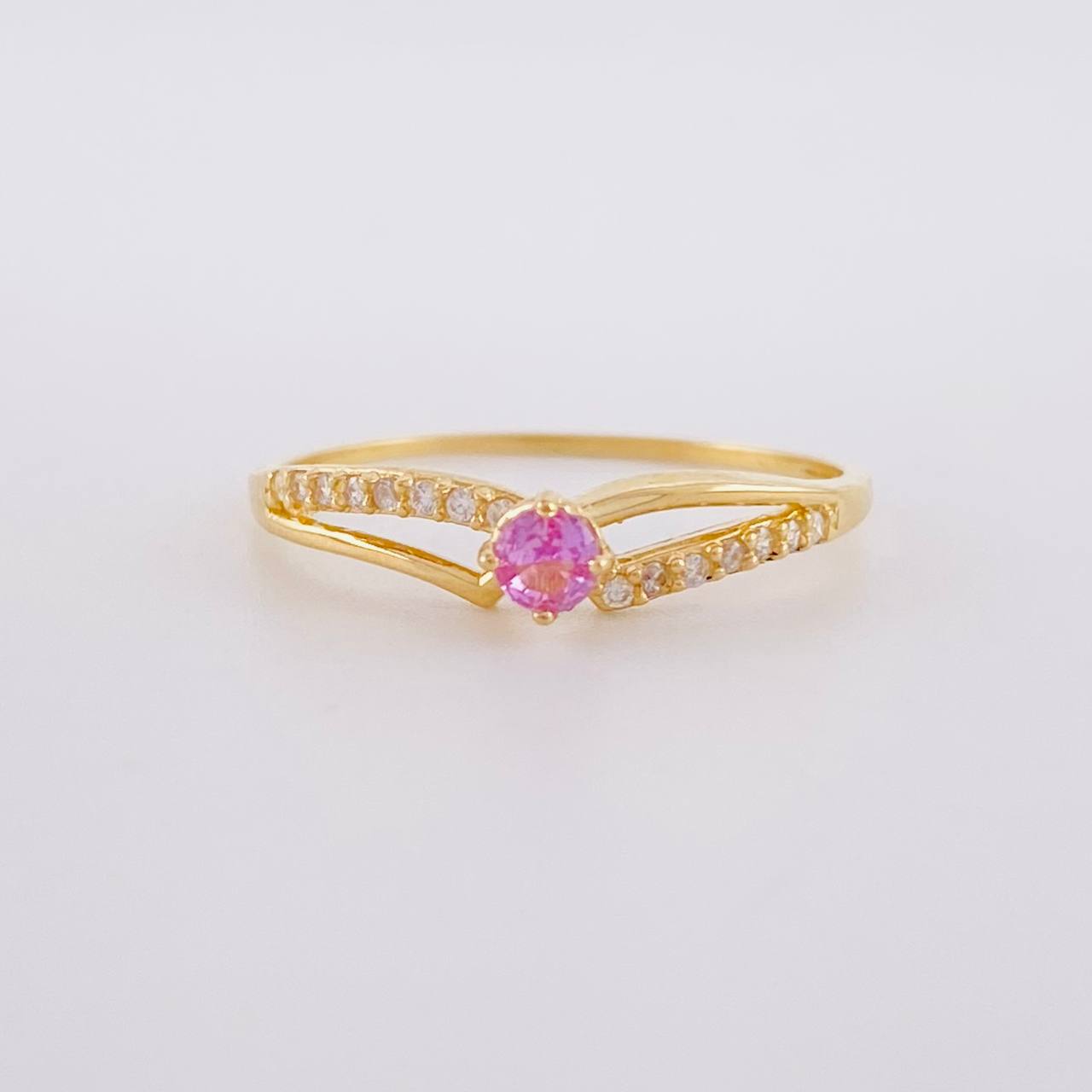 Anillo Solitario Entrelazado 1.15g / T7 Oro Amarillo 18K