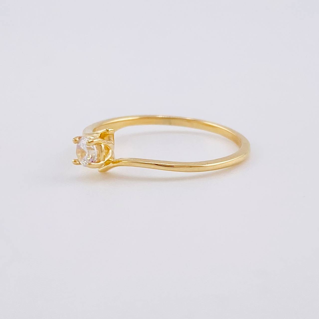 Solitaire Ring Pave Band 1.1g / T5 Yellow Gold 18K