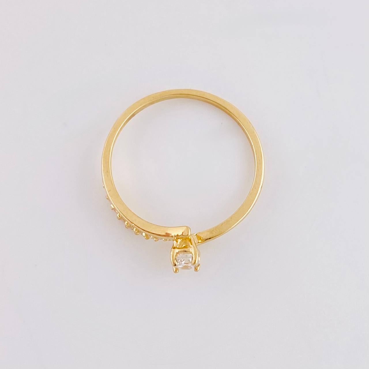Solitaire Ring Pave Band 1g / T7 Yellow Gold 18K