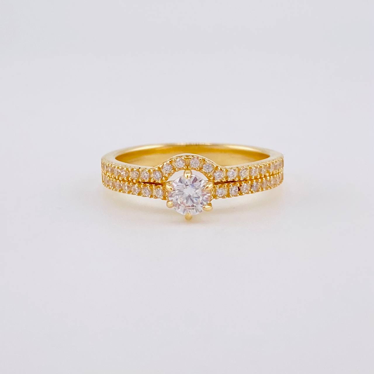 Anillo Solitario Doble Carril Curvo 3.3g / T7 1/4 Oro Amarillo 18K