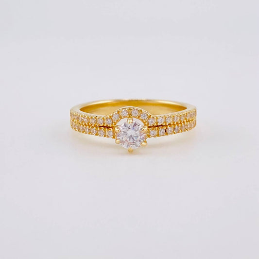 Anillo Solitario Doble Carril Curvo 3.35g / T6 Oro Amarillo 18K
