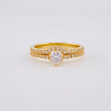Anillo Solitario Doble Carril Curvo 3.35g / T6 Oro Amarillo 18K