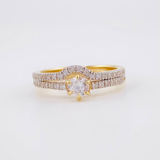 Anillo Solitario Doble Carril Curvo 3.5g / T7 1/4 Oro Amarillo 18K
