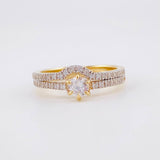 Double Rail Curved Solitaire Ring 3.5g / Size 7 1/4 Yellow Gold 18K