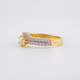 Double Rail Curved Solitaire Ring 3.5g / Size 7 1/4 Yellow Gold 18K