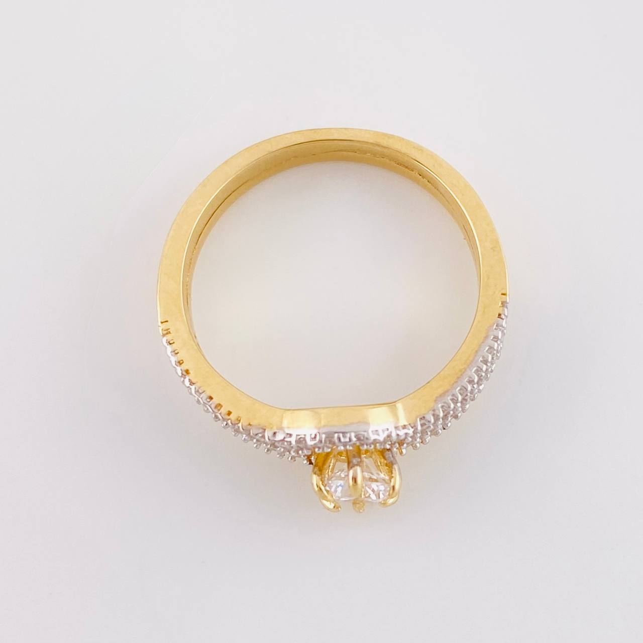 Double Rail Curved Solitaire Ring 3.4g / T7 Yellow Gold 18K