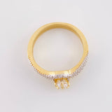 Double Rail Curved Solitaire Ring 3.5g / Size 7 1/4 Yellow Gold 18K