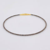 Diamond Cut Bracelet Hoop 2.75g / 7 in / 1.7mm Two-Tone Black Yellow 18K Gold