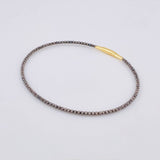 Diamond Cut Bracelet Hoop 2.75g / 7 in / 1.7mm Two-Tone Black Yellow 18K Gold