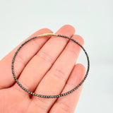 Diamond Cut Bracelet Hoop 2.75g / 7 in / 1.7mm Two-Tone Black Yellow 18K Gold