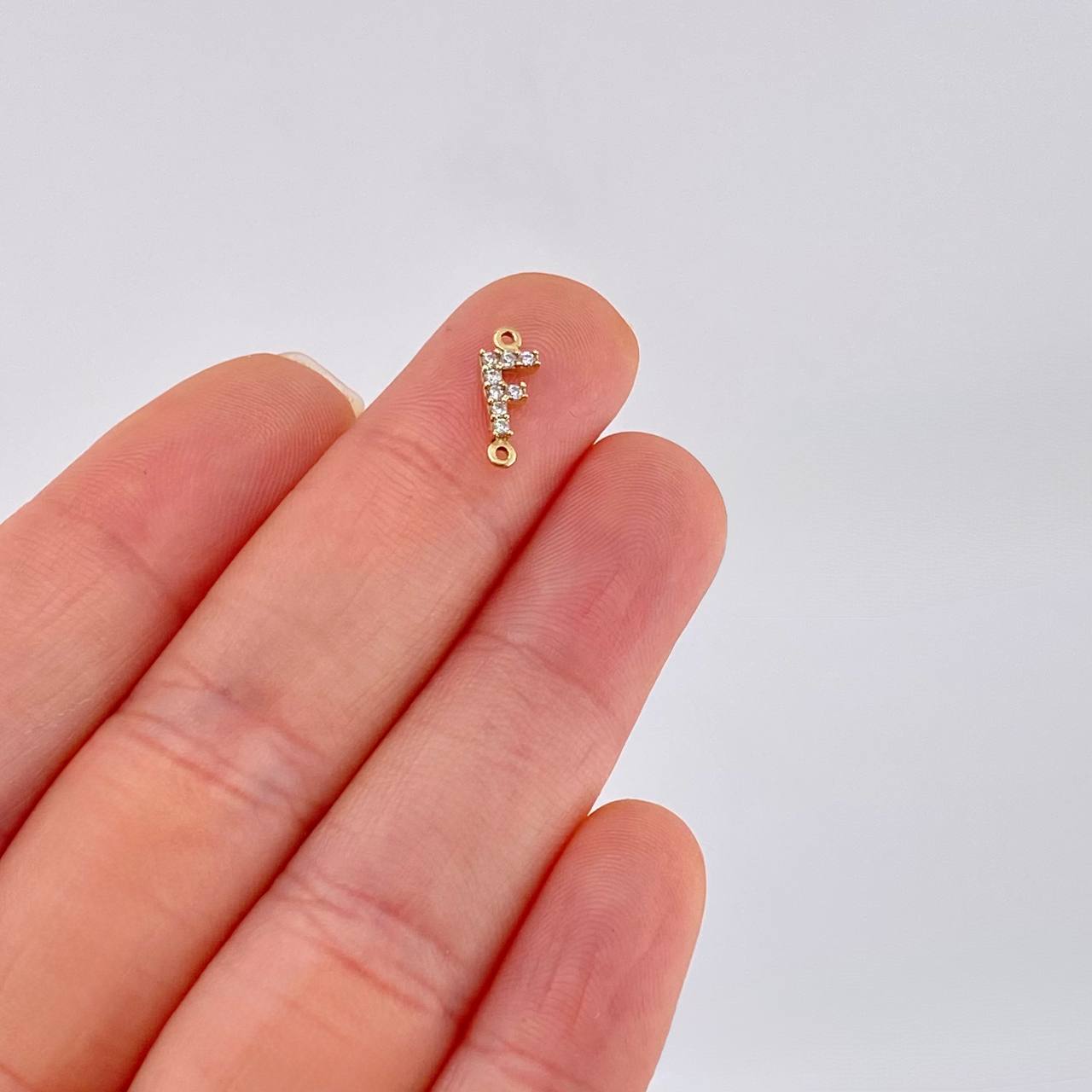 Herraje Letra F Tupida 0.35g / 1/2 in Oro Amarillo 18K