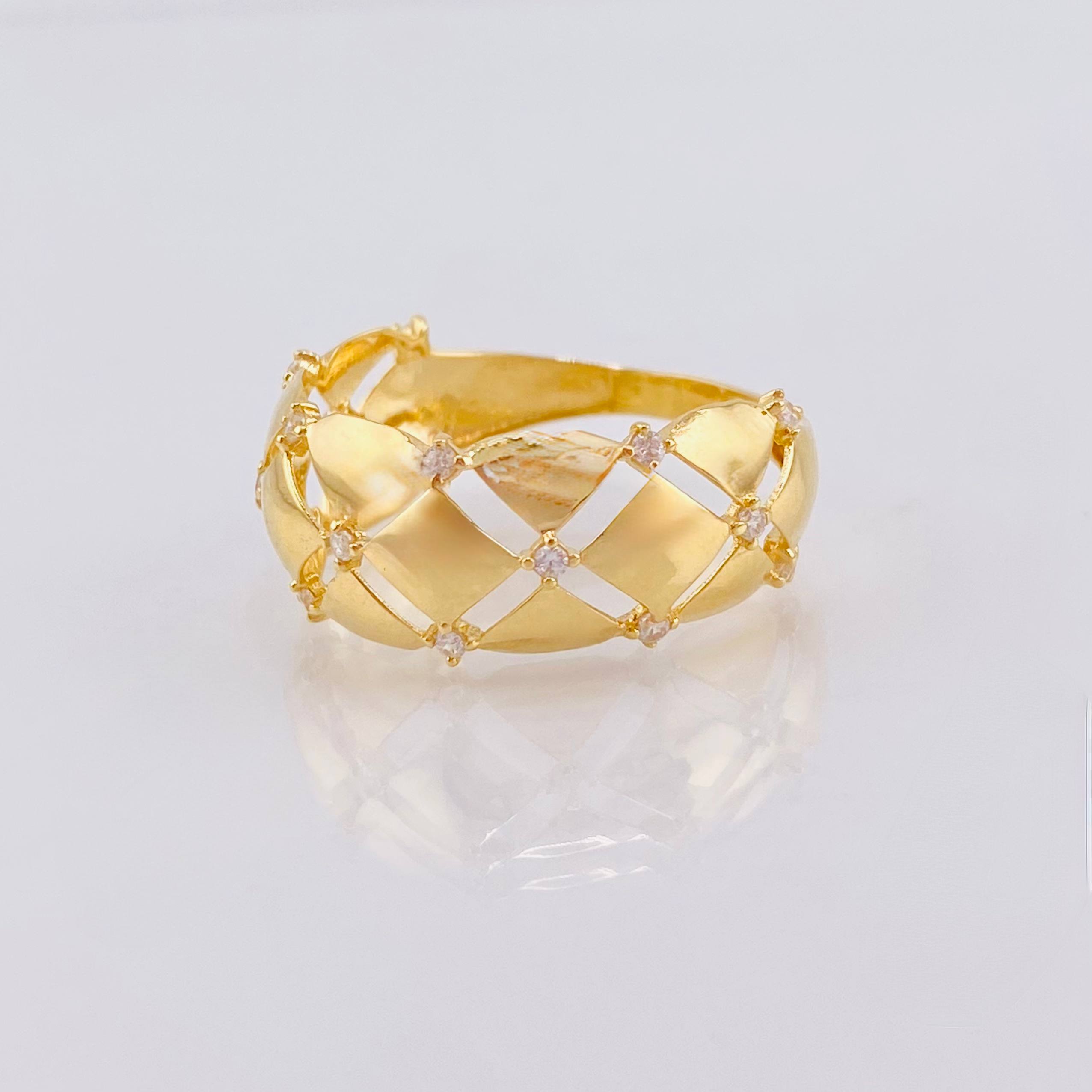 Anillo Enrejado Destallantes 2.3gr / T8 / Oro Amarillo 18K *