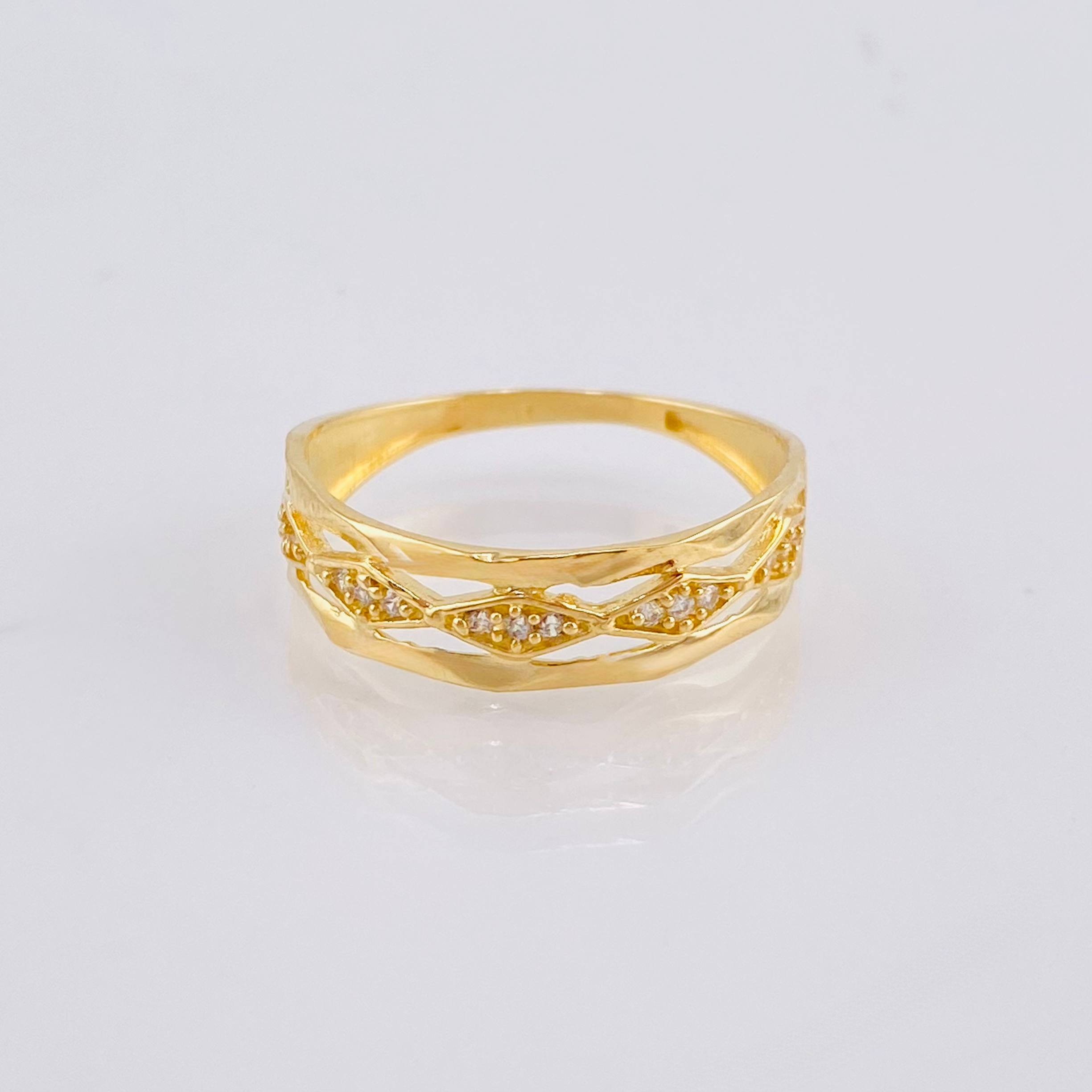 Wavy Rhombus Ring 2.1gr / T7 / 18K Yellow Gold *
