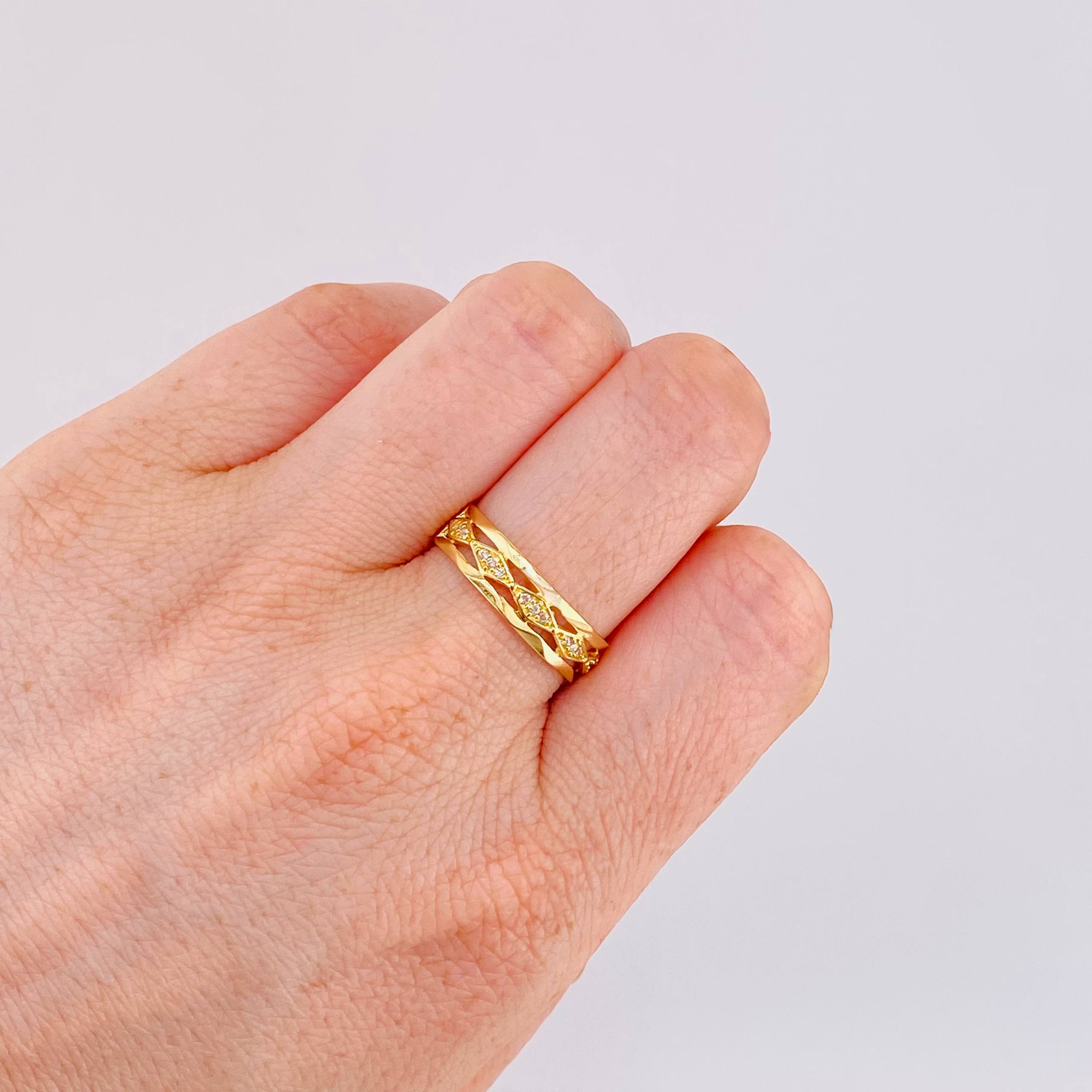 Wavy Rhombus Ring 2.1gr / T7 / 18K Yellow Gold *