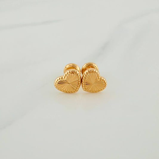 Heart Stud Earrings 0.85g / 8mm 18K Yellow Gold %