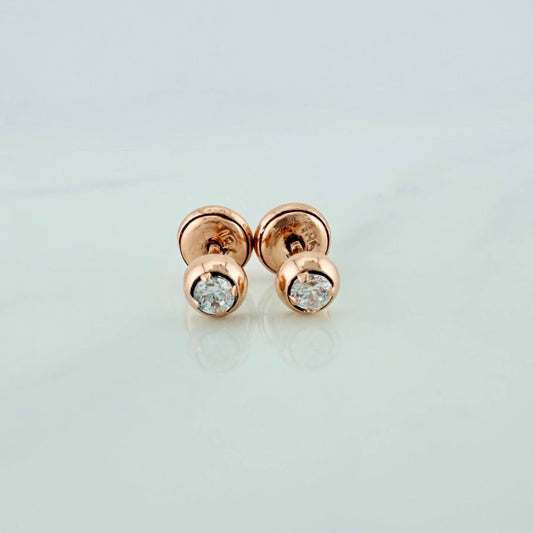 Bezel Stud Earrings 0.7g / 3.8mm 18K Rose Gold %