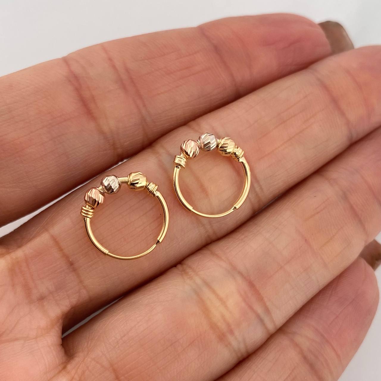 Hoop Earrings Trio 1 g / 1/2 in Three Golds 18K