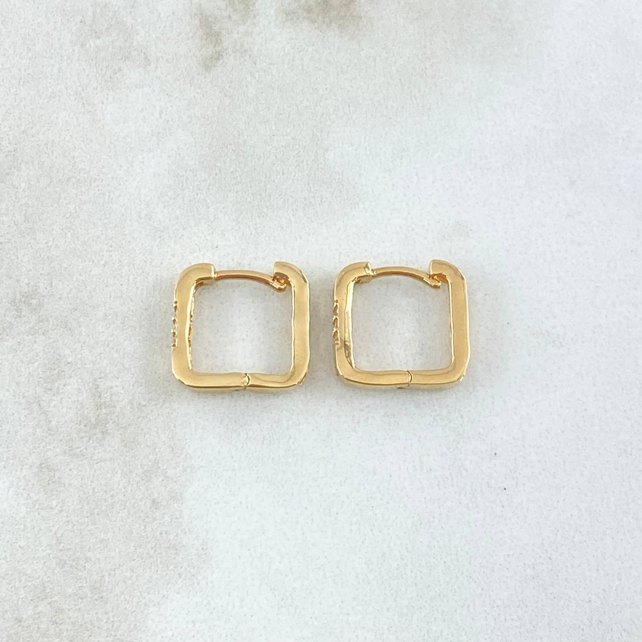 Candongas Candongas Cuadradas Clavo 2.4gr / 1.2cm / Circones Blancos Oro Amarillo 18K