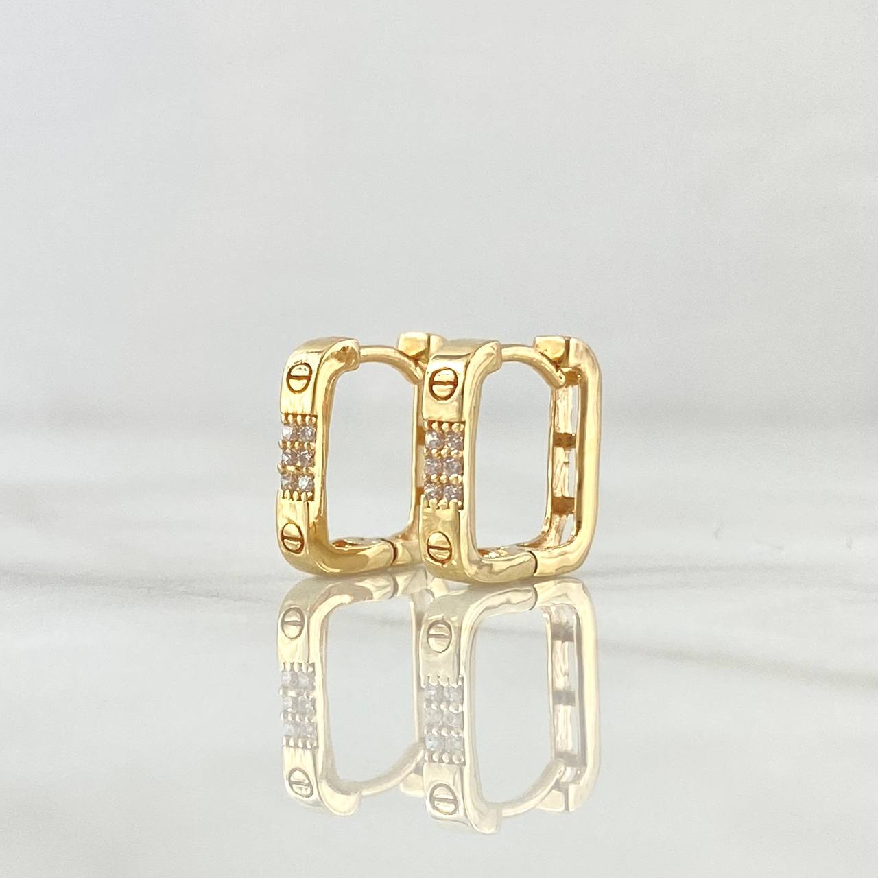 Candongas Candongas Cuadradas Clavo 2.4gr / 1.2cm / Circones Blancos Oro Amarillo 18K