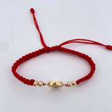 Red Woven Bracelet San Miguel Archangel 1.45gr / 18K Yellow Gold &