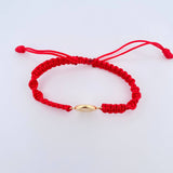 Pulsera Tejida Roja San Benito 0.95gr / Oro Amarillo 18K &