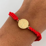Pulsera Tejida Roja San Benito 0.95gr / Oro Amarillo 18K &