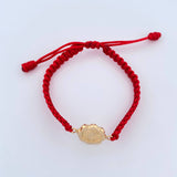 Pulsera Tejida Roja Virgen Maria Flor 1.1gr / Oro Amarillo 18K &