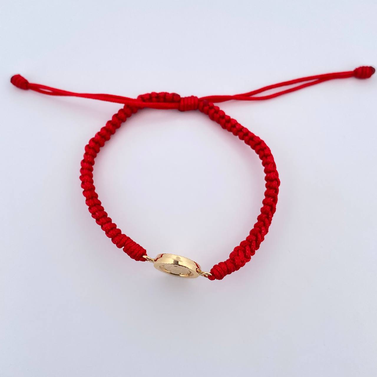 Pulsera Tejida Roja Virgen Gudalupe 1.3gr / Oro Amarillo 18K &