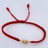 Pulsera Tejida Roja Corazon 0.85gr / Oro Amarillo 18K &