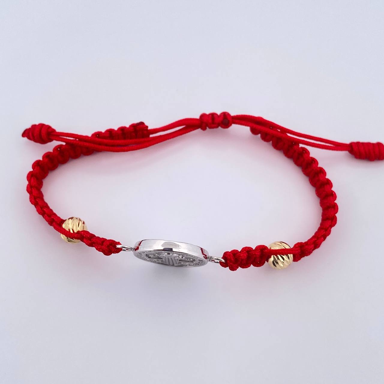 Woven Red Bracelet San Benito 1.95gr / 18K Yellow White Two-Tone Gold &