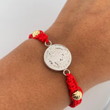 Woven Red Bracelet San Benito 1.95gr / 18K Yellow White Two-Tone Gold &